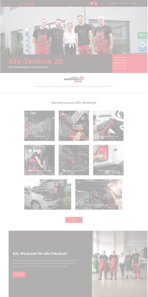 Screenshot der Webseite Kfz-Technik ZS