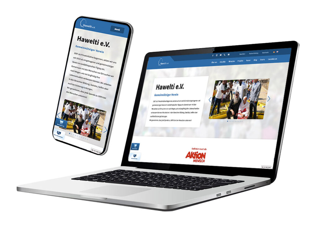 Website von Hawelti e.V. auf Laptop und Smartphone