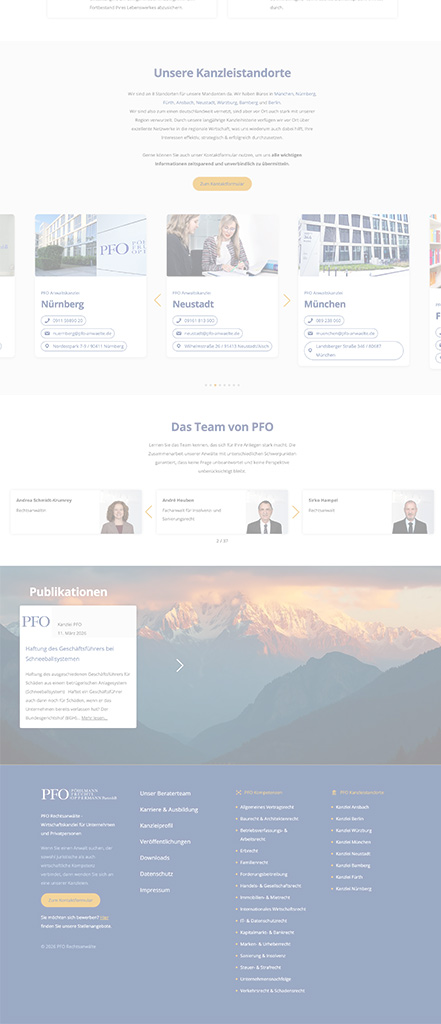 Screenshot der Webseite PFO Rechtsanwälte